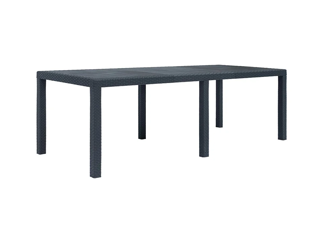 Table de jardin Anthracite 220x90x72 cm Plastique Aspect rotin