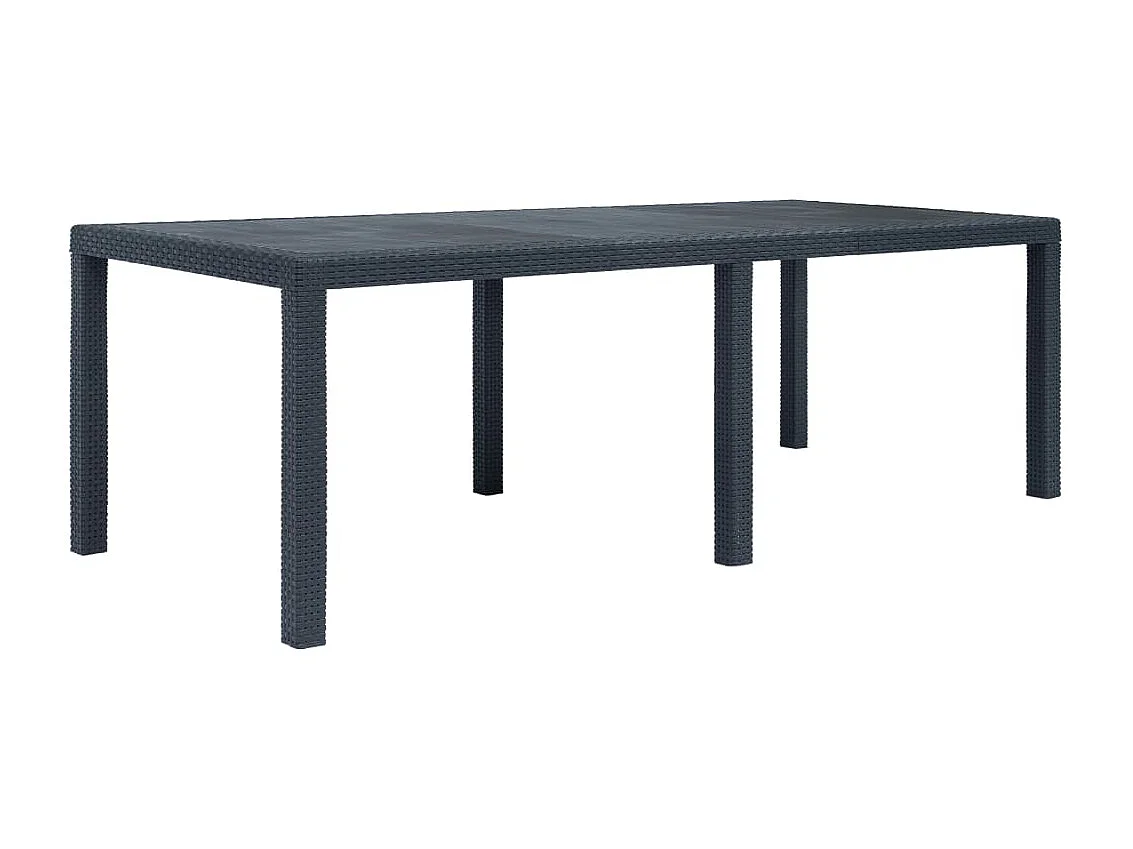 Table de jardin Anthracite 220x90x72 cm Plastique Aspect rotin