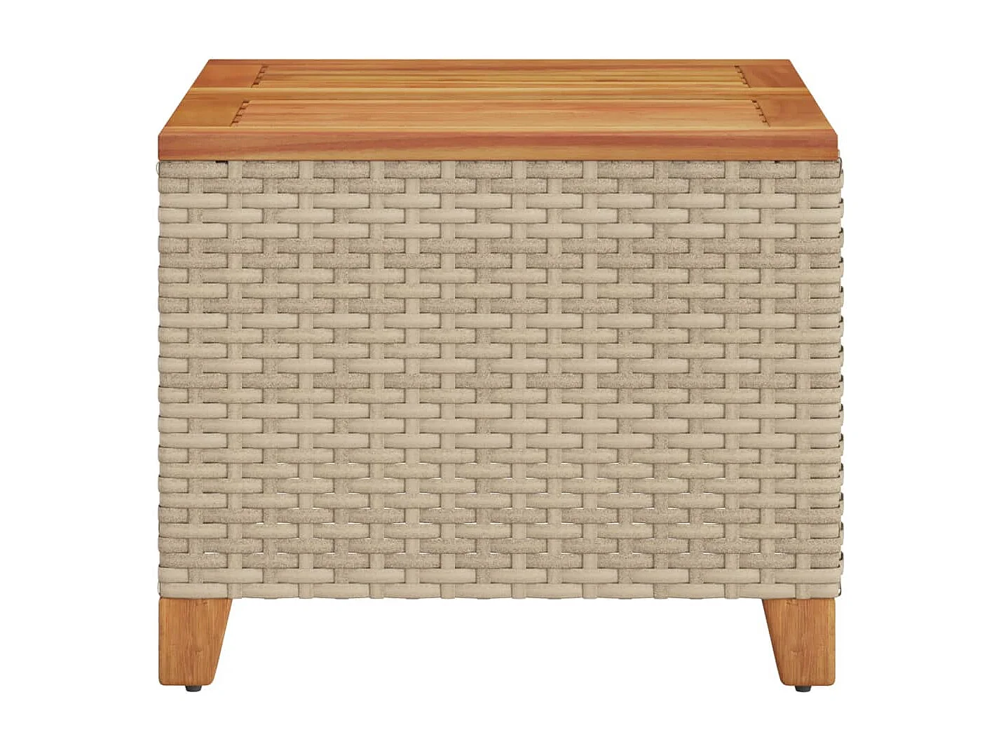 Mesa de jardín ratán sintético madera acacia beige 45x45x37 cm