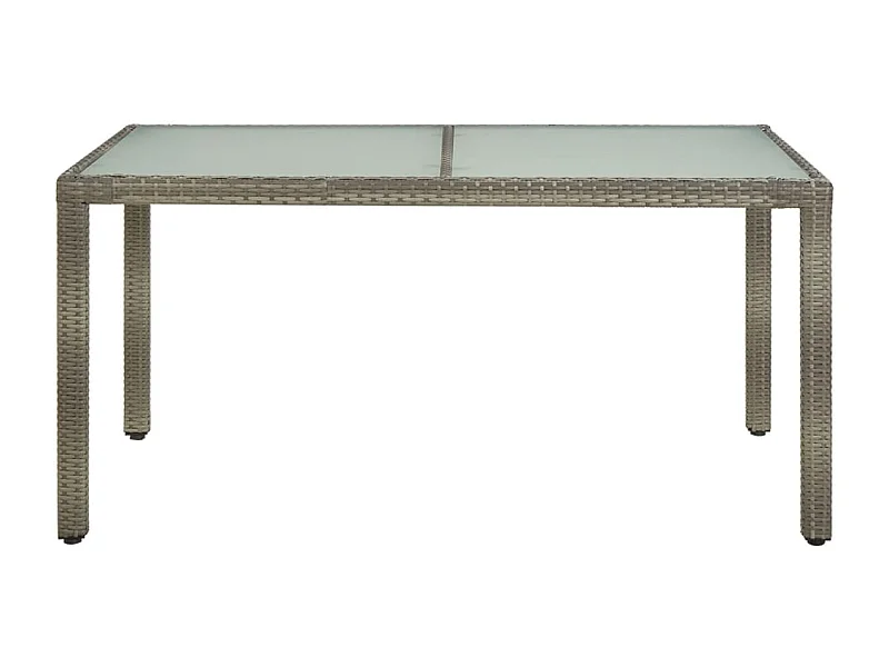 Mesa de jardín vidrio templado ratán sintético gris 150x90x75cm