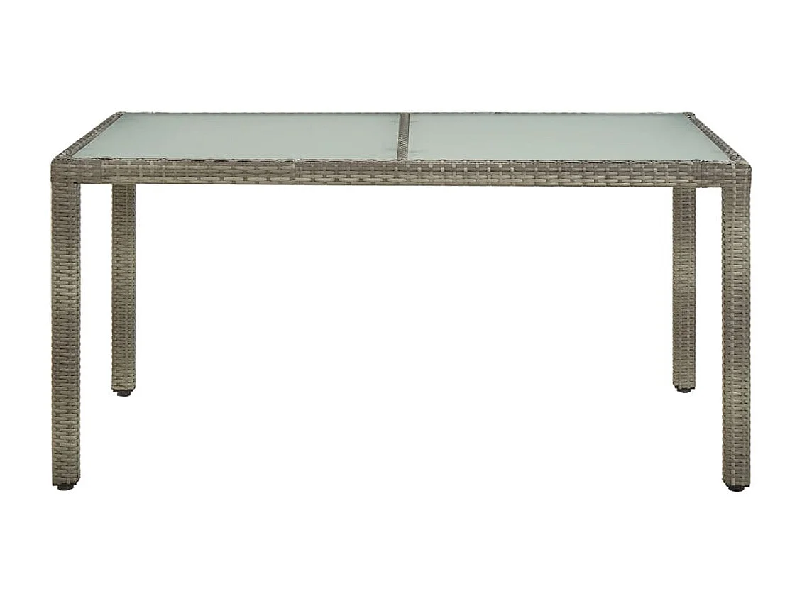 Table de jardin 150x90x75 cm Verre trempé et poly rotin Gris