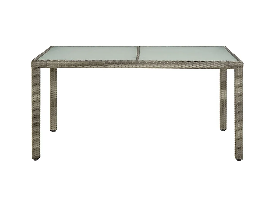Table de jardin 150x90x75 cm Verre trempé et poly rotin Gris