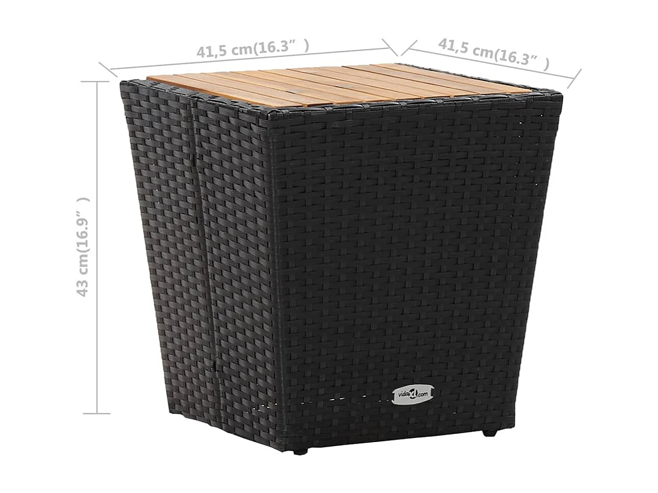 Mesa de centro ratán PE y madera maciza acacia 41,5x41,5x43 cm