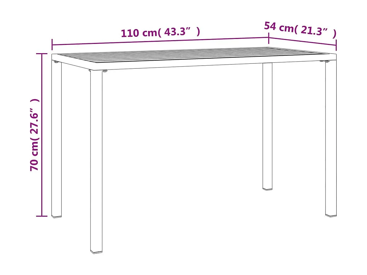Mesa de jantar para jardim 110x54x70 cm aço antracite