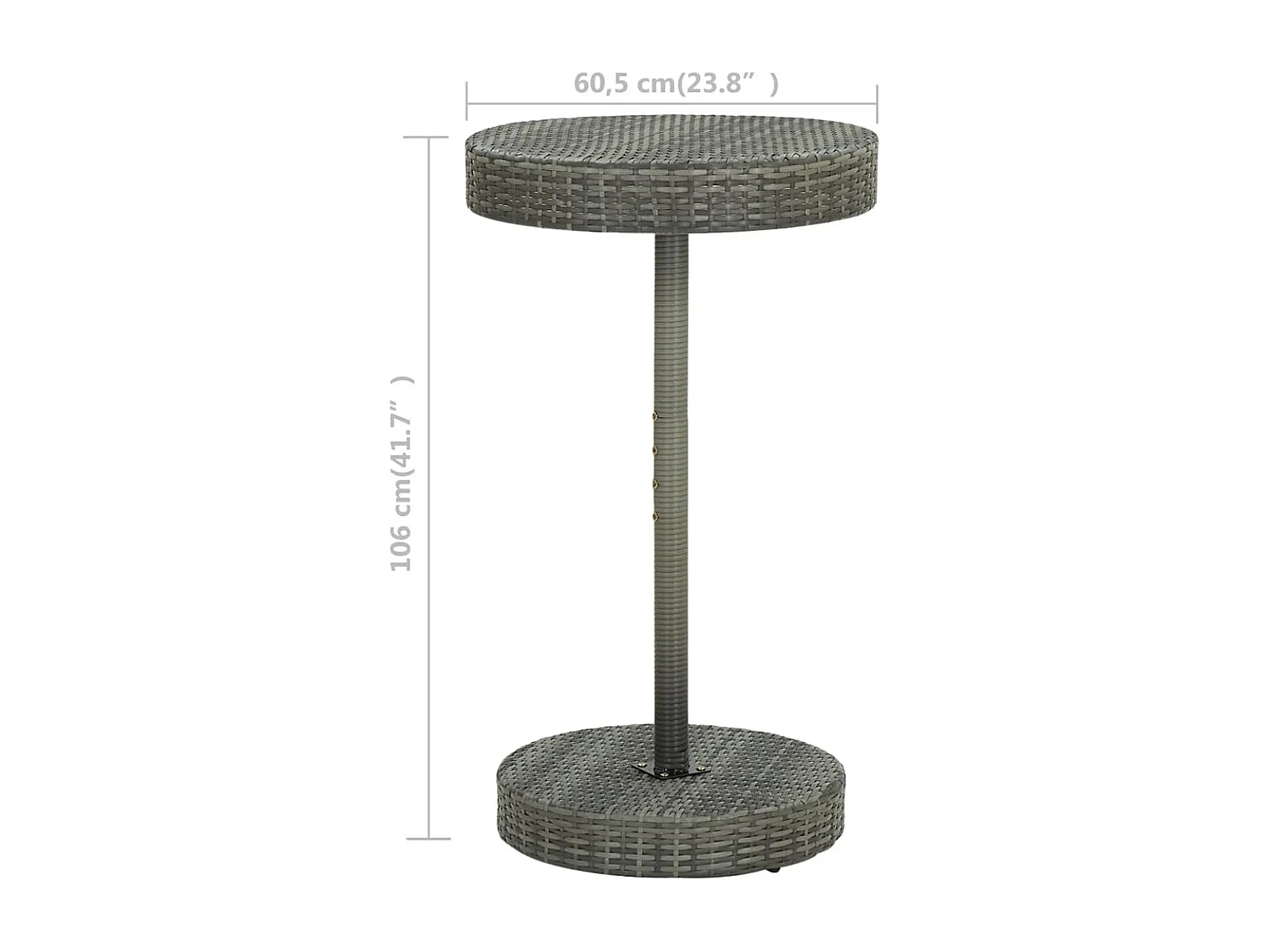 Mesa de jardim 60,5x106 cm vime PE cinzento