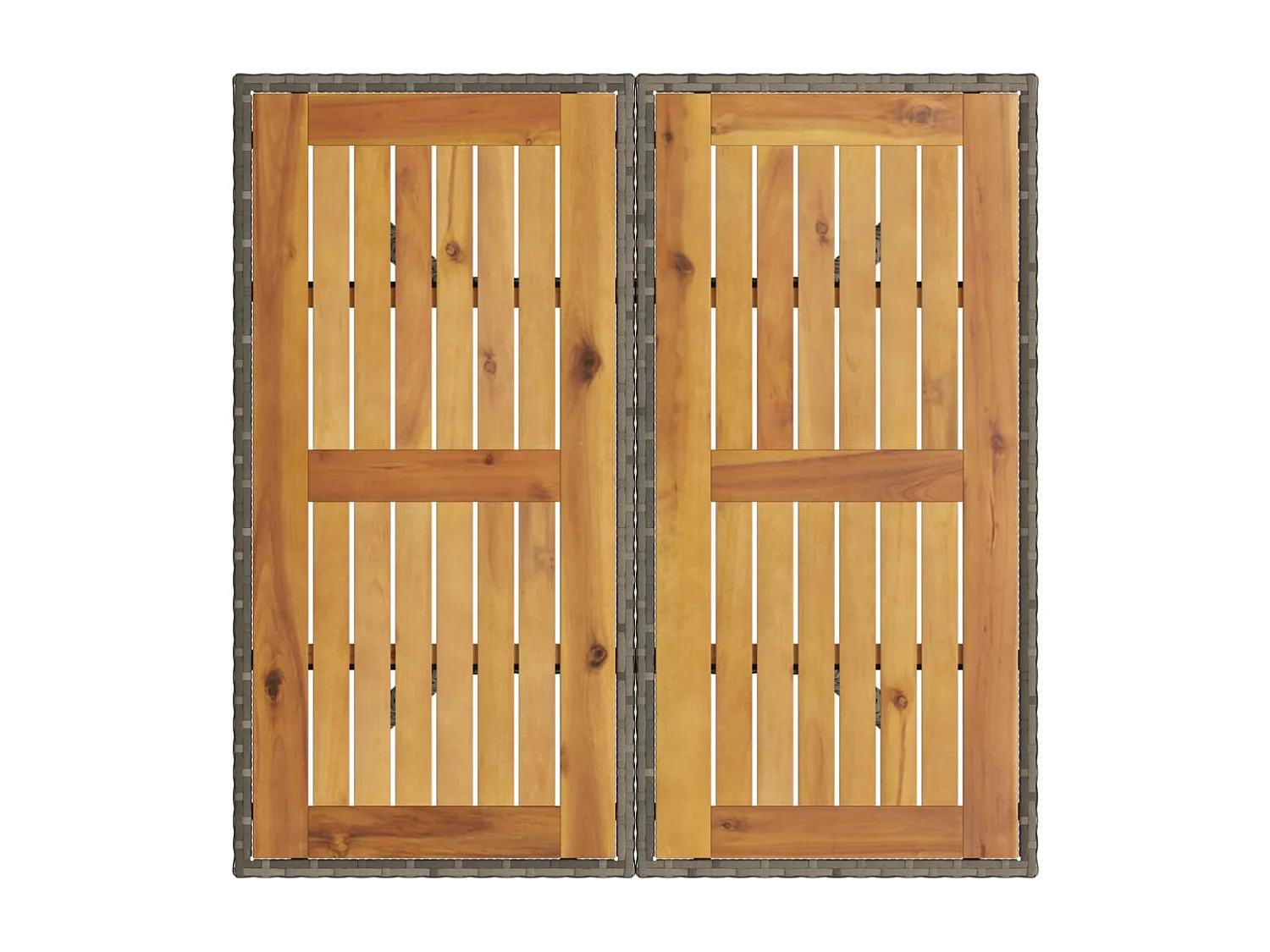 Mesa de jardim com tampo em acácia 80x80x75 cm vime PE cinza