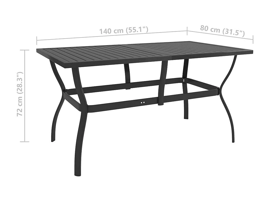 Table de jardin Anthracite 140x80x72 cm Acier