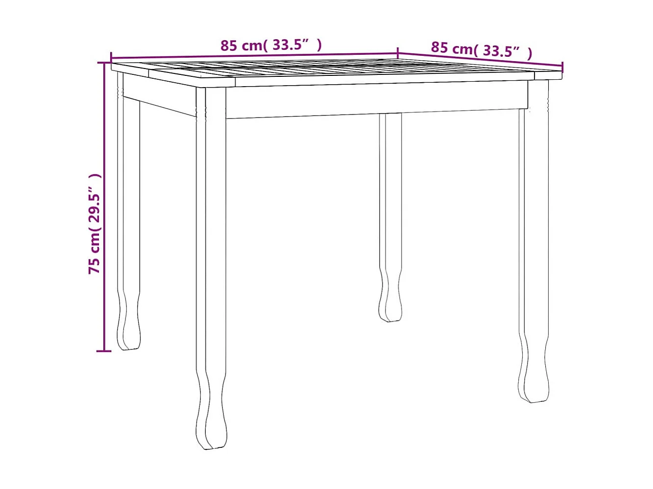 Table à dîner de jardin 85x85x75 cm Bois massif de teck
