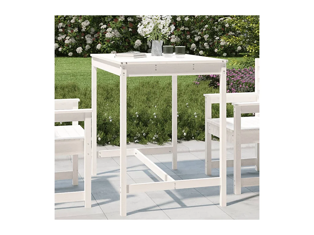 Table de jardin blanc 121x82,5x110 cm bois massif de pin