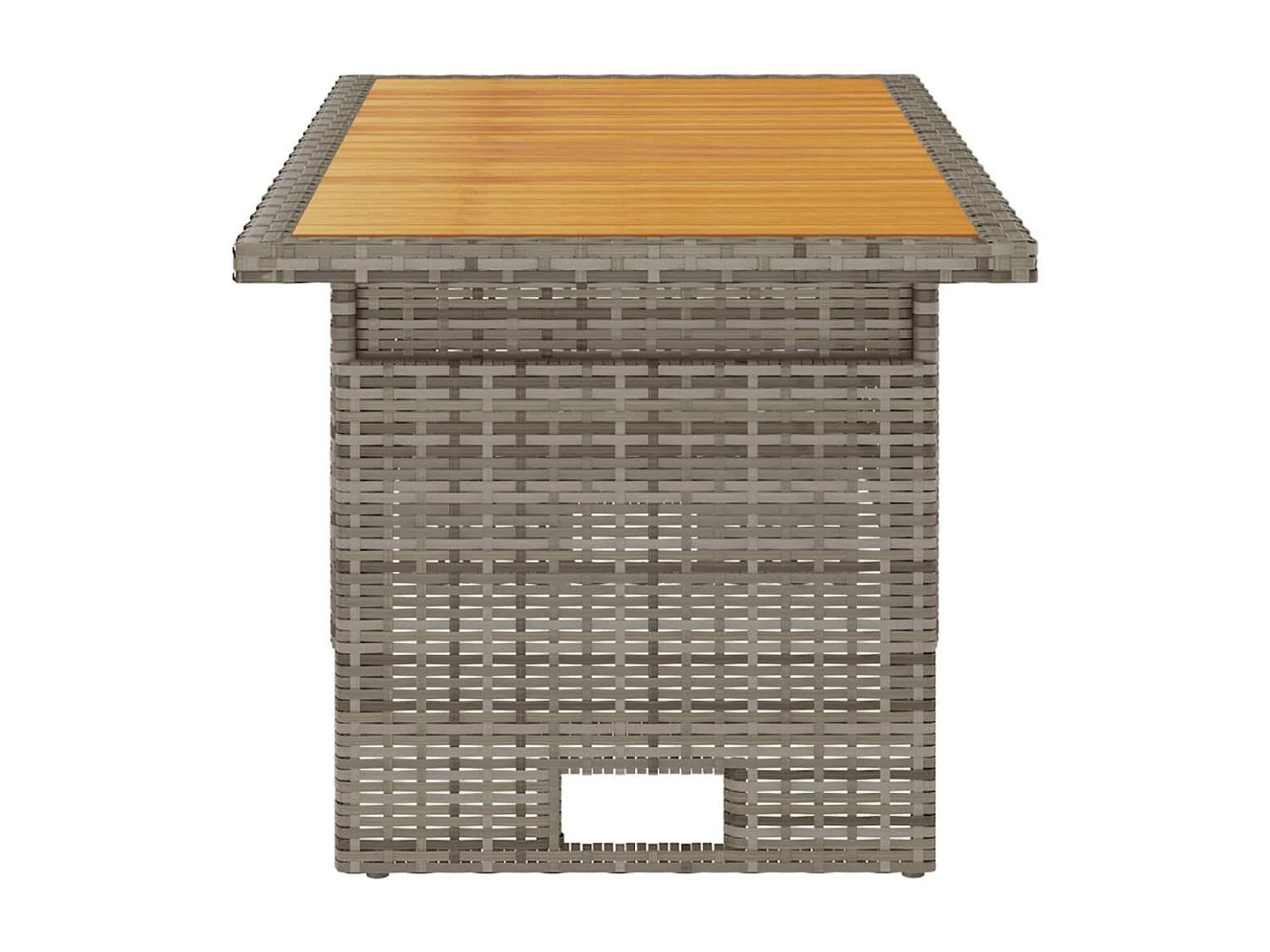 Table de jardin gris 100x50x43/63 cm acacia et résine tressée