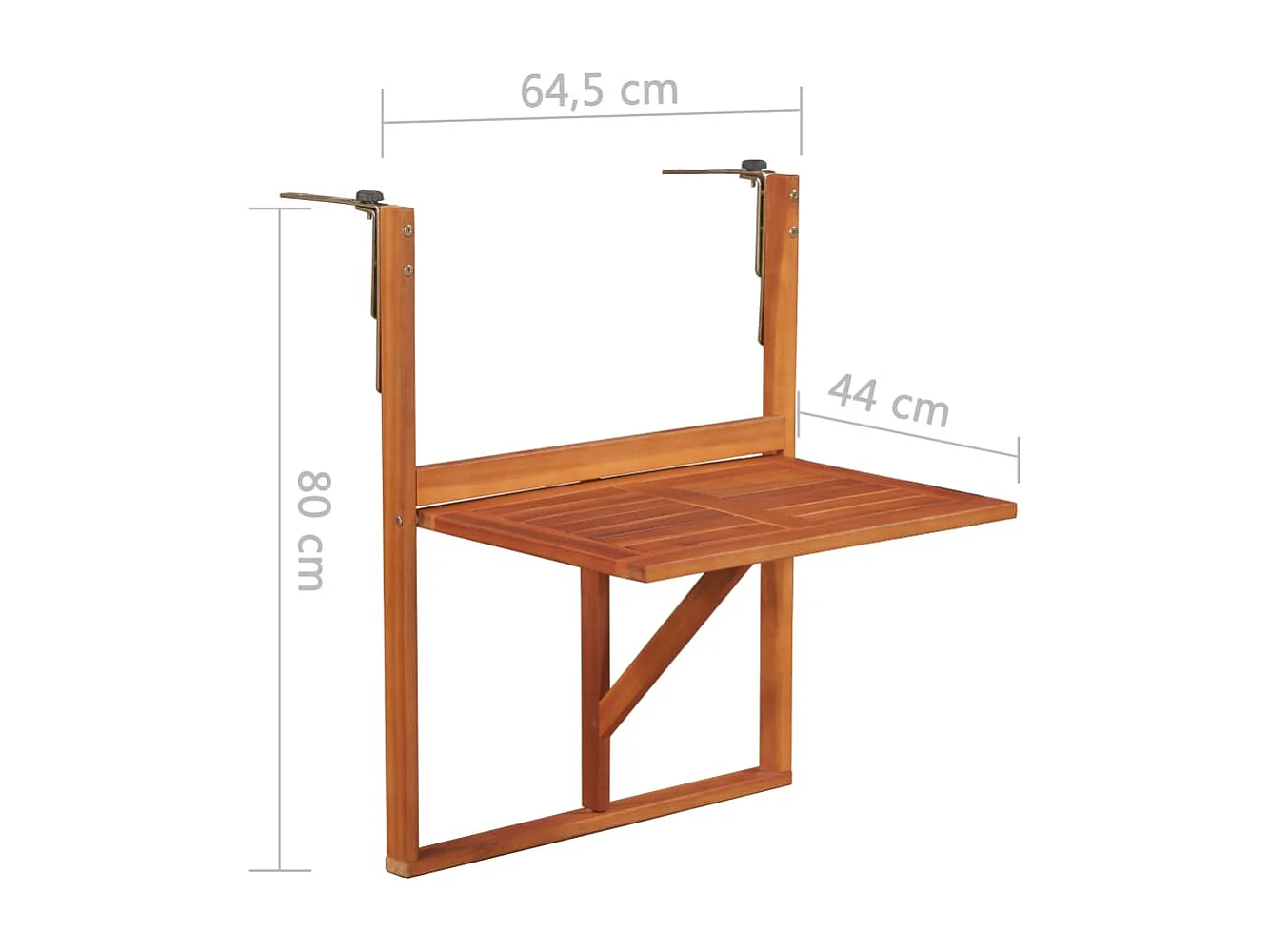 Balkontafel hangend 64,5x44x80 cm massief acaciahout