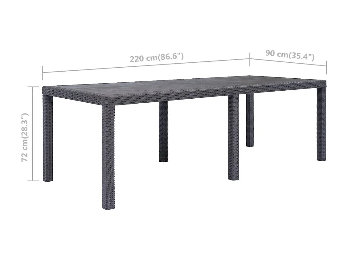 Tuintafel 220x90x72 cm rattan-look kunststof bruin