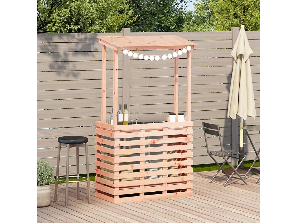 Tuinbartafel met dak 112,5x57x195,5 cm massief hout