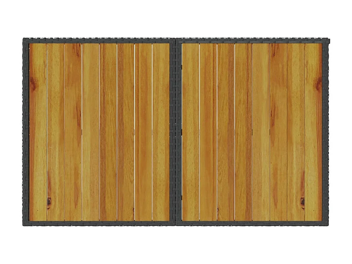 Table de jardin et dessus en bois noir 110x68x70 cm poly rotin