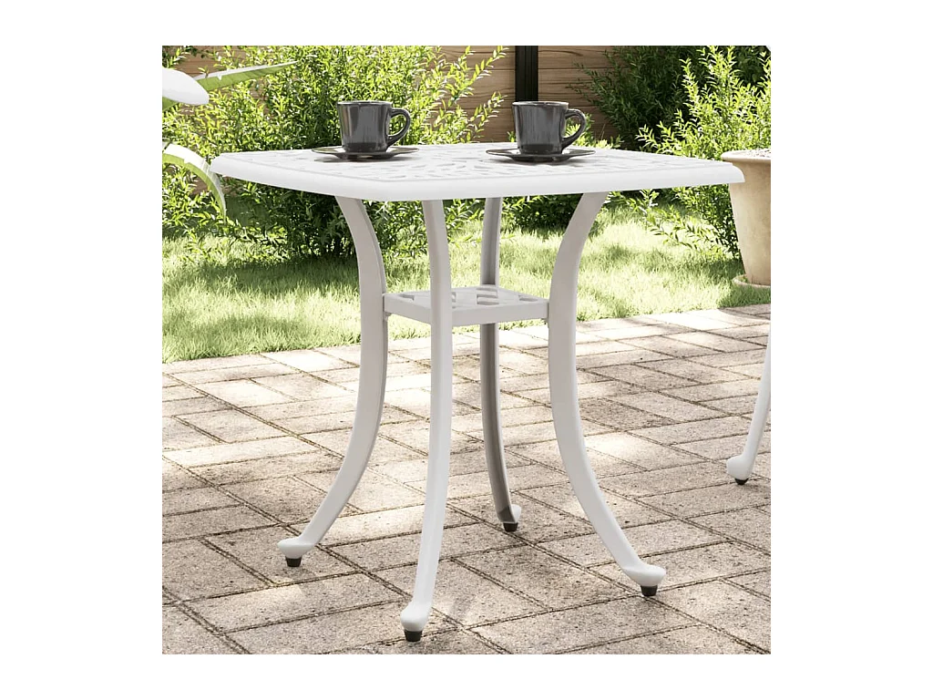 Table de jardin blanc 53x53x53 cm aluminium coulé