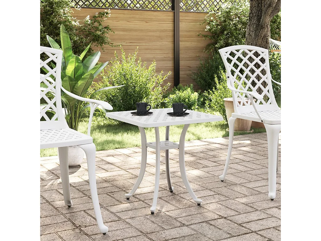 Table de jardin blanc 53x53x53 cm aluminium coulé