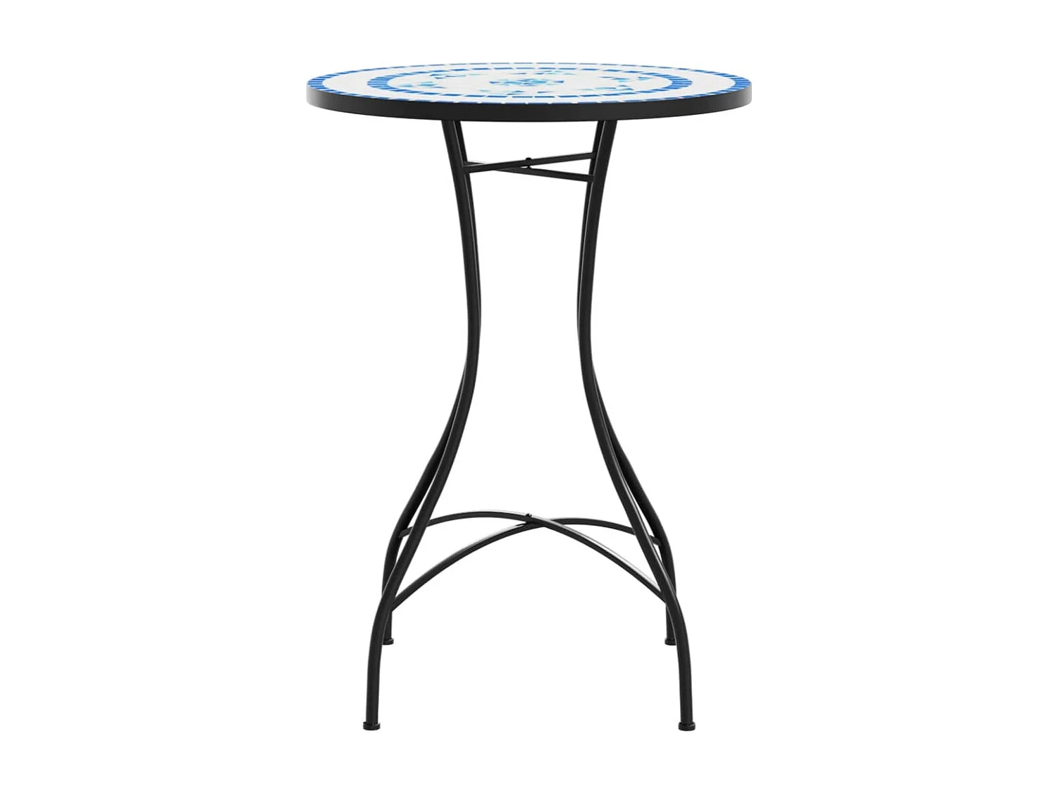 Mesa bistrô em mosaico Ø50x70 cm cerâmica azul e branco