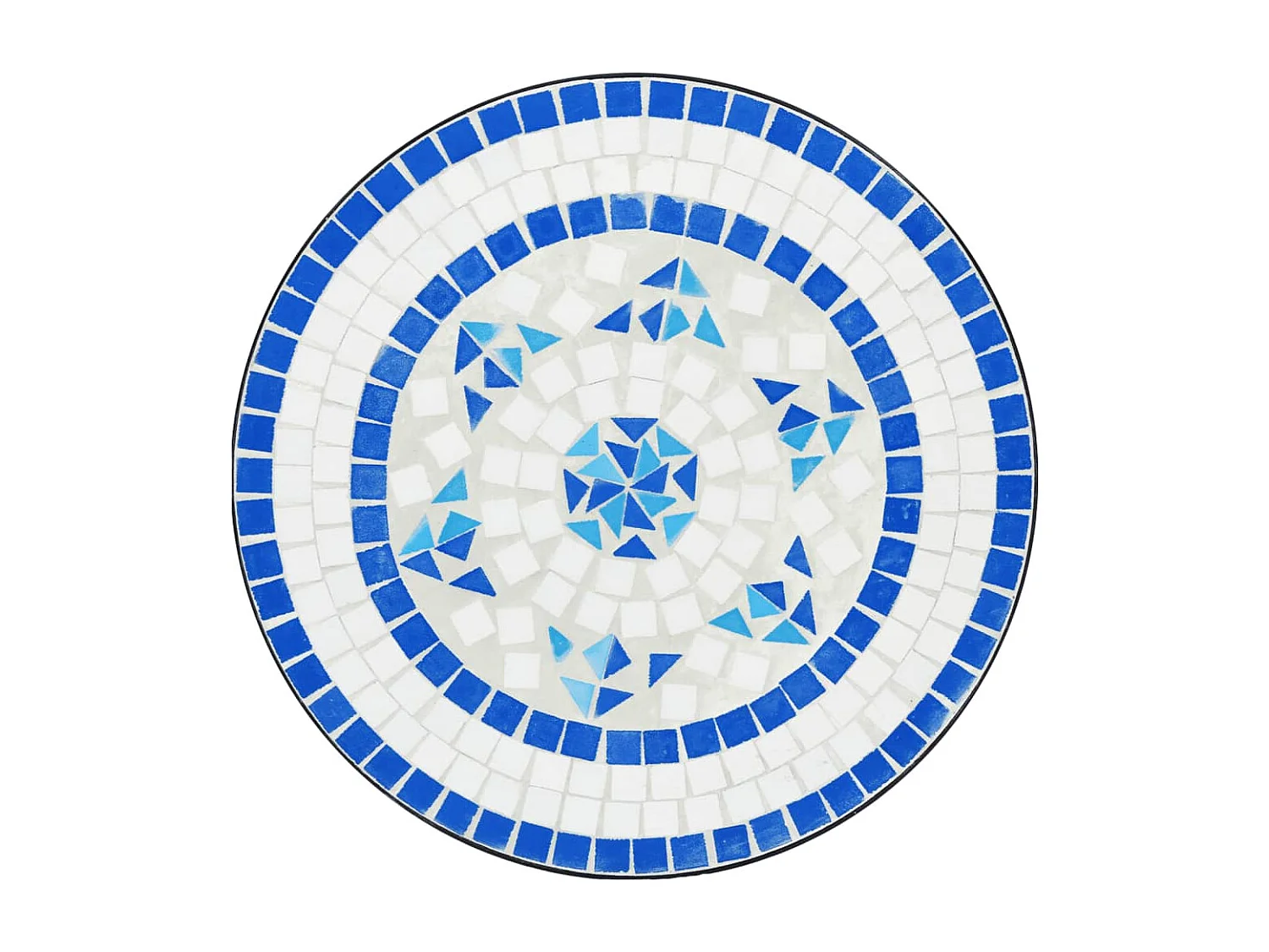 Mesa bistrô em mosaico Ø50x70 cm cerâmica azul e branco