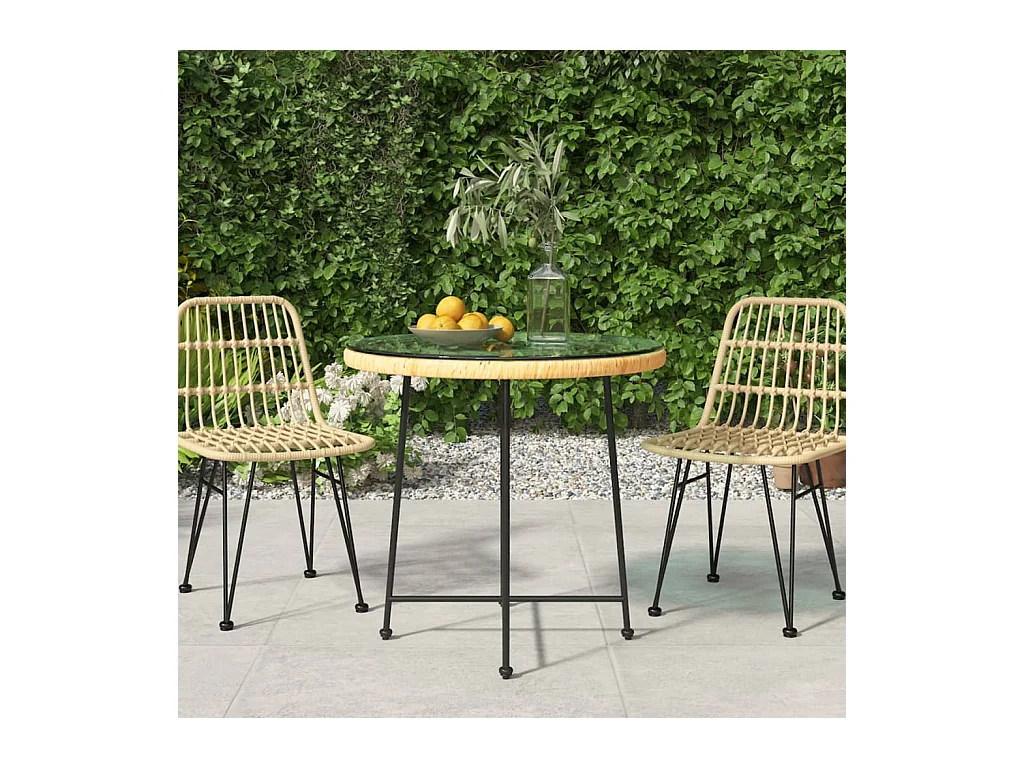 Table de salle à manger Ø80 cm Verre trempé et acier