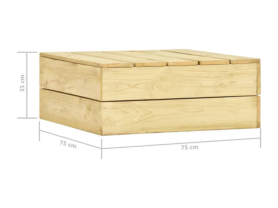 Mesa de jardín de madera de pino impregnada 75x75x31 cm