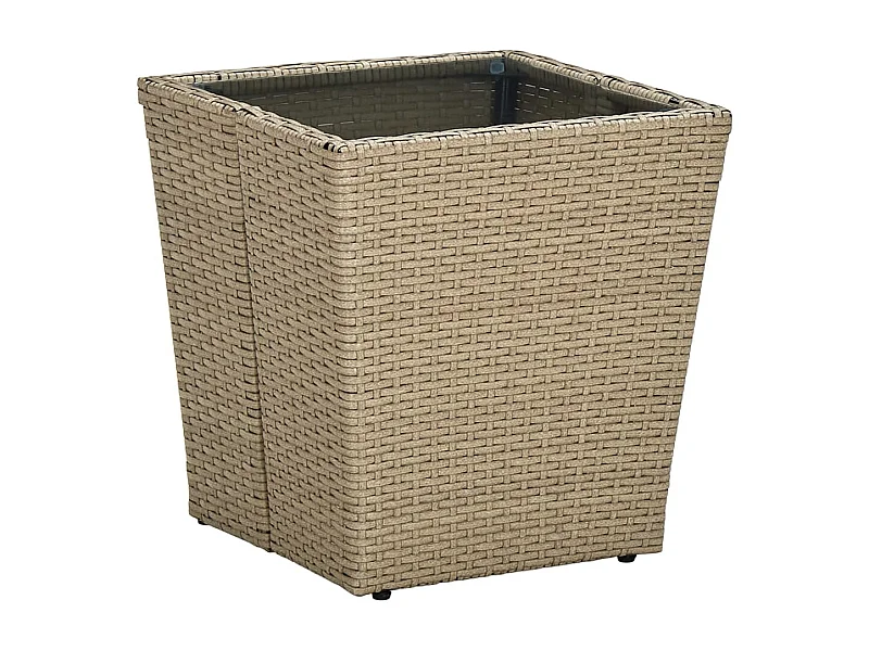 Mesa de centro de ratán PE vidrio templado beige 41,5x41,5x44cm