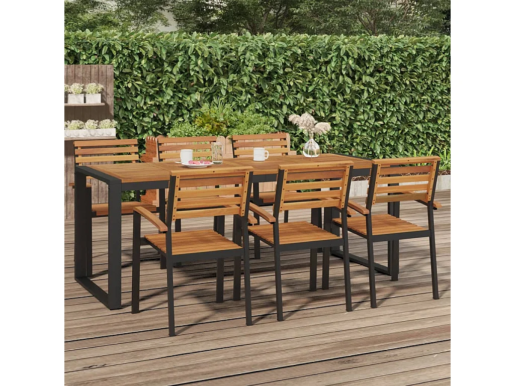 Table de jardin et pieds en forme de U 200x90x75 cm bois acacia