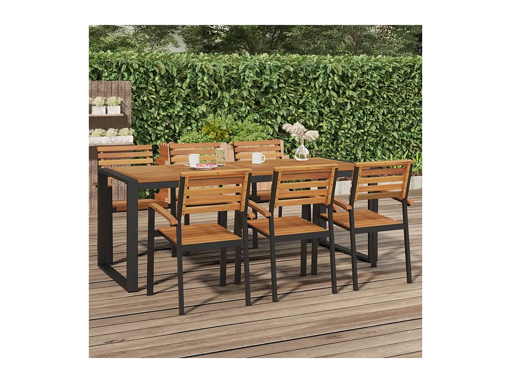 Table de jardin et pieds en forme de U 200x90x75 cm bois acacia