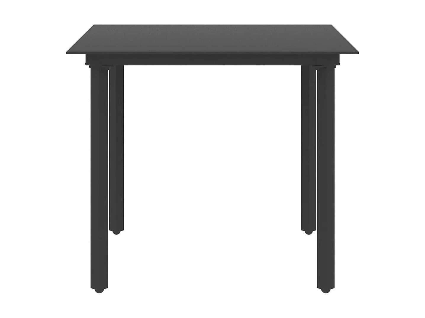 Table à dîner de jardin Noir 80x80x74 cm Acier et verre