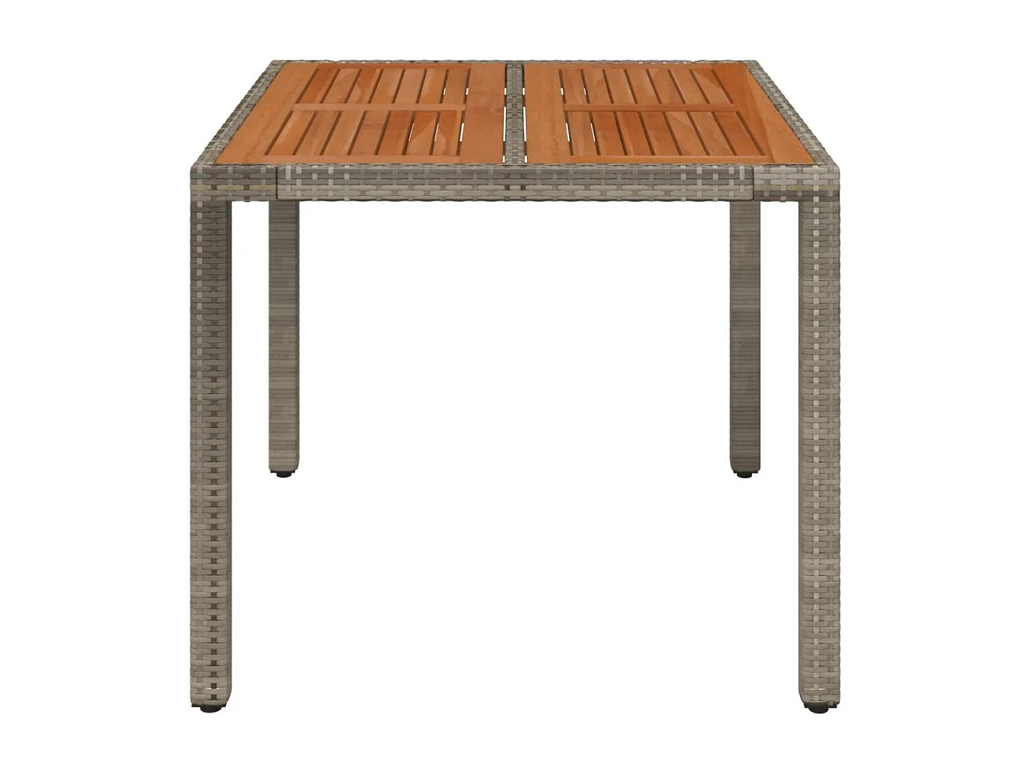 Mesa de jardín superficie de madera ratán PE gris 90x90x75 cm