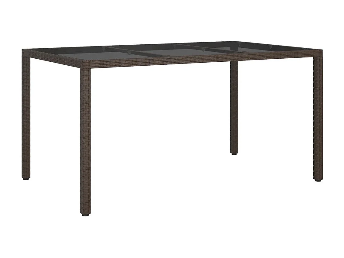 Table de jardin 150x90x75 cm Verre trempé/résine tressée Marron