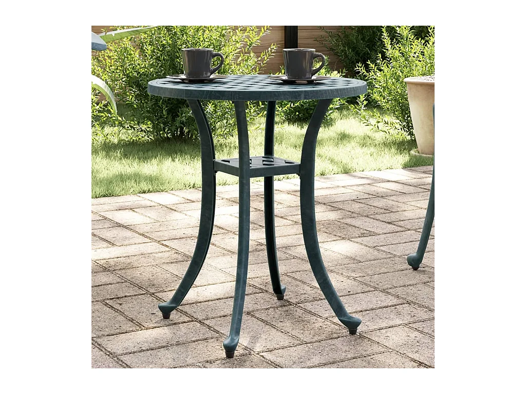 Table de jardin vert Ø48x53 cm aluminium coulé