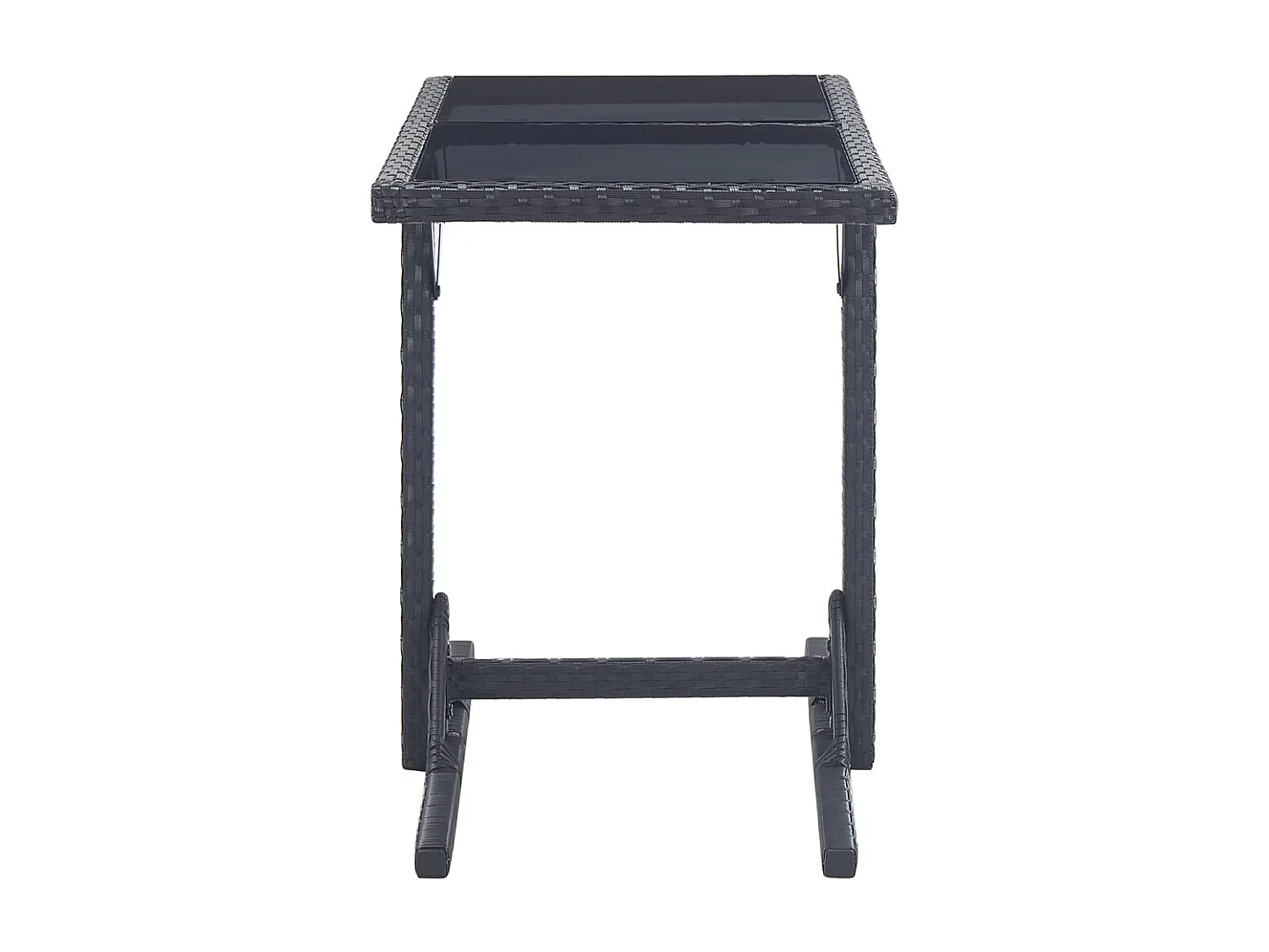 Table de jardin Noir 110x53x72 cm Verre et résine tressée