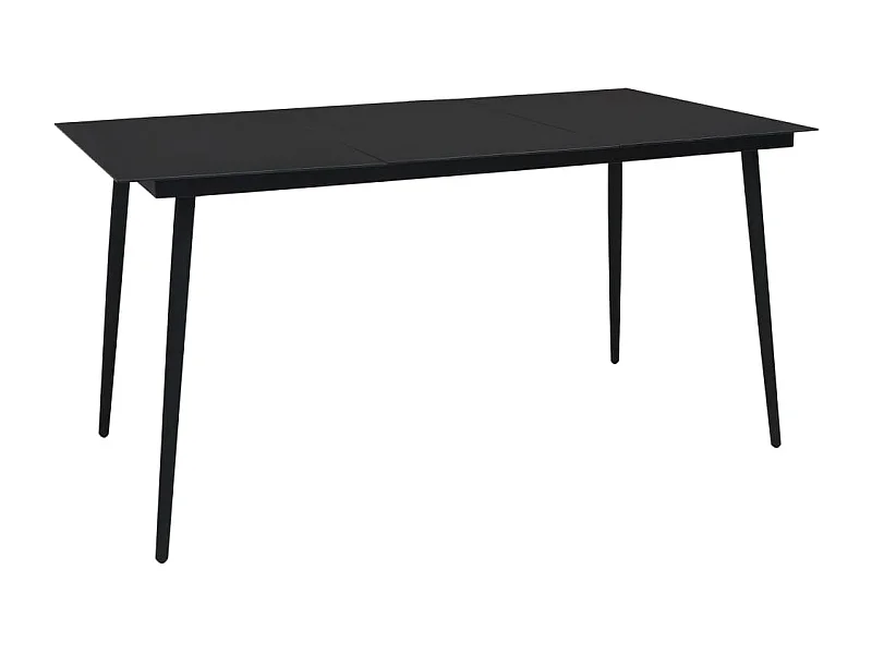 Mesa de jantar para jardim 190x90x74 cm aço e vidro preto
