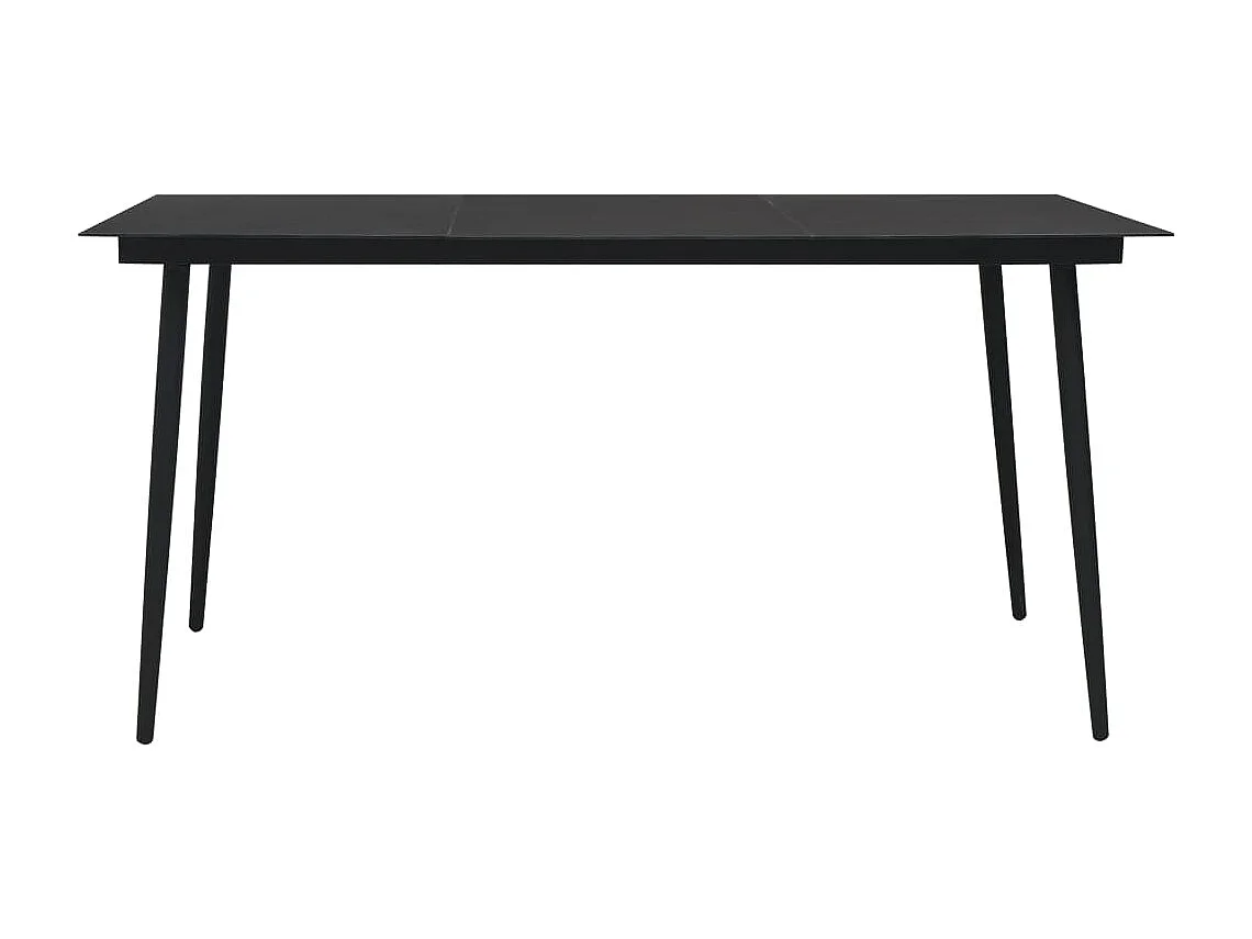 Table à dîner de jardin Noir 190x90x74 cm Acier et verre