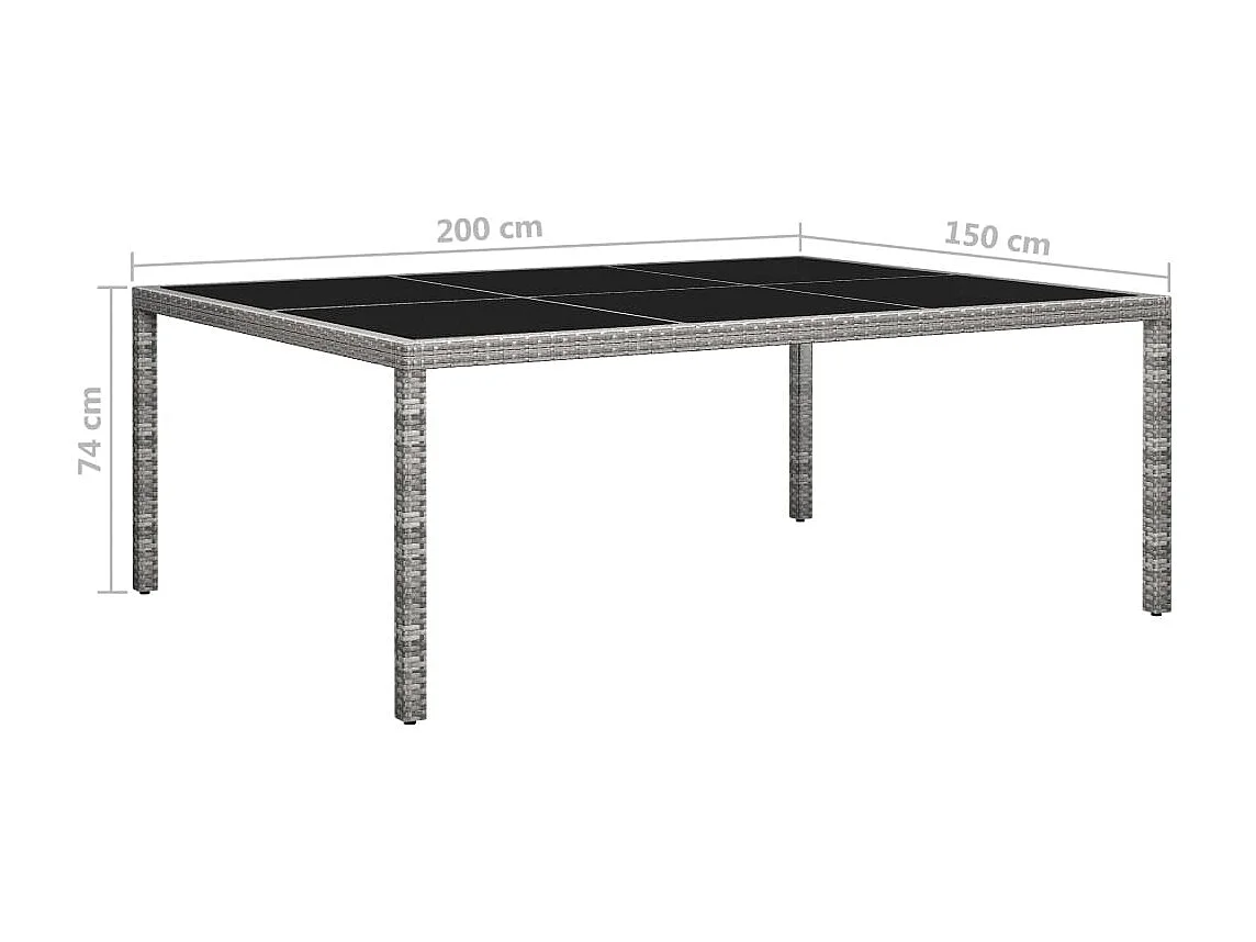Table à dîner d'extérieur Gris 200x150x74 cm Résine tressée