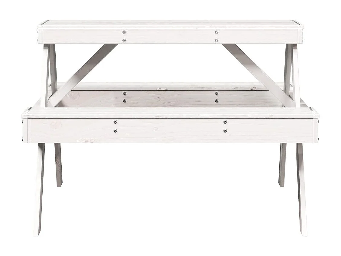 Table de pique-nique blanc 105x134x75 cm bois massif de pin