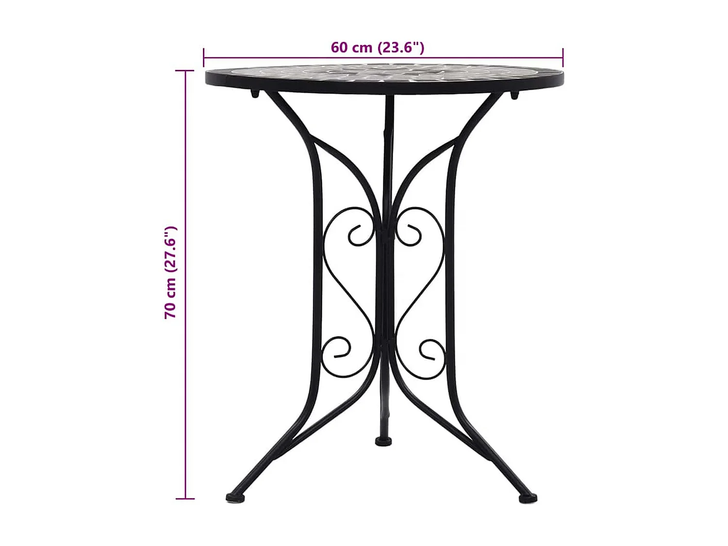 Mesa bistro de mosaico cerámica gris 61 cm