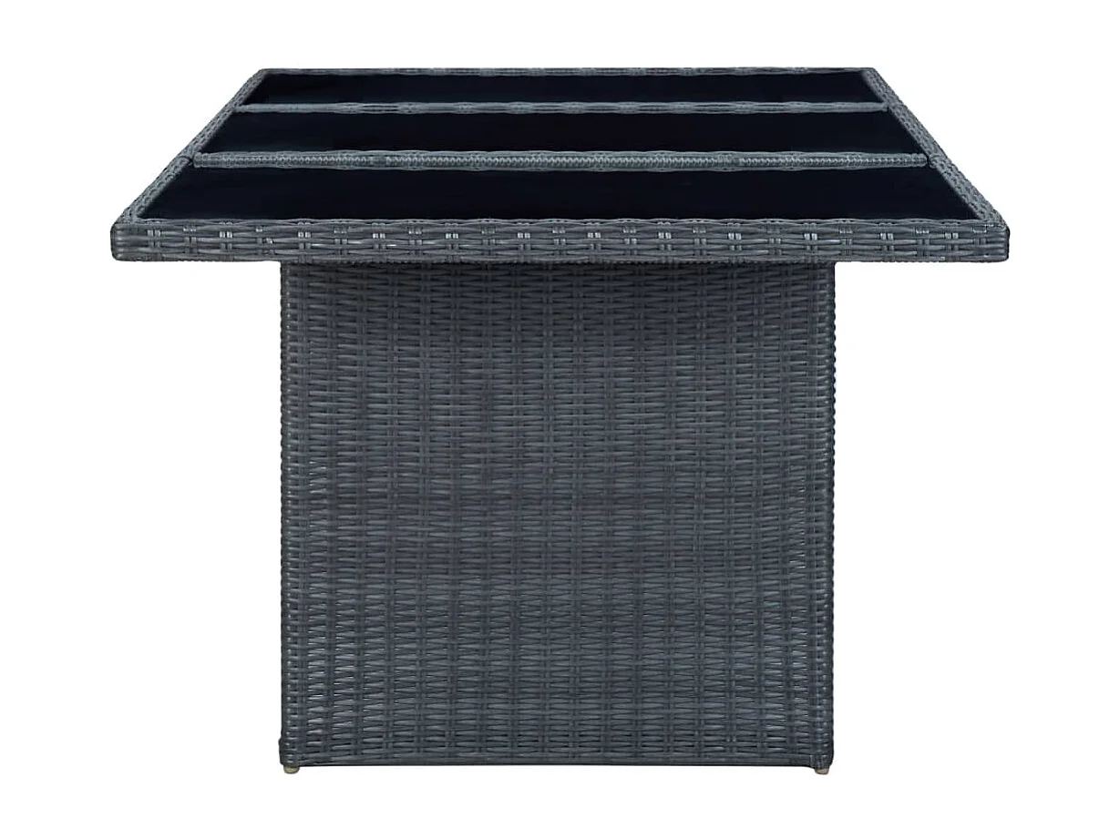 Table de jardin Gris foncé Résine tressée et verre trempé