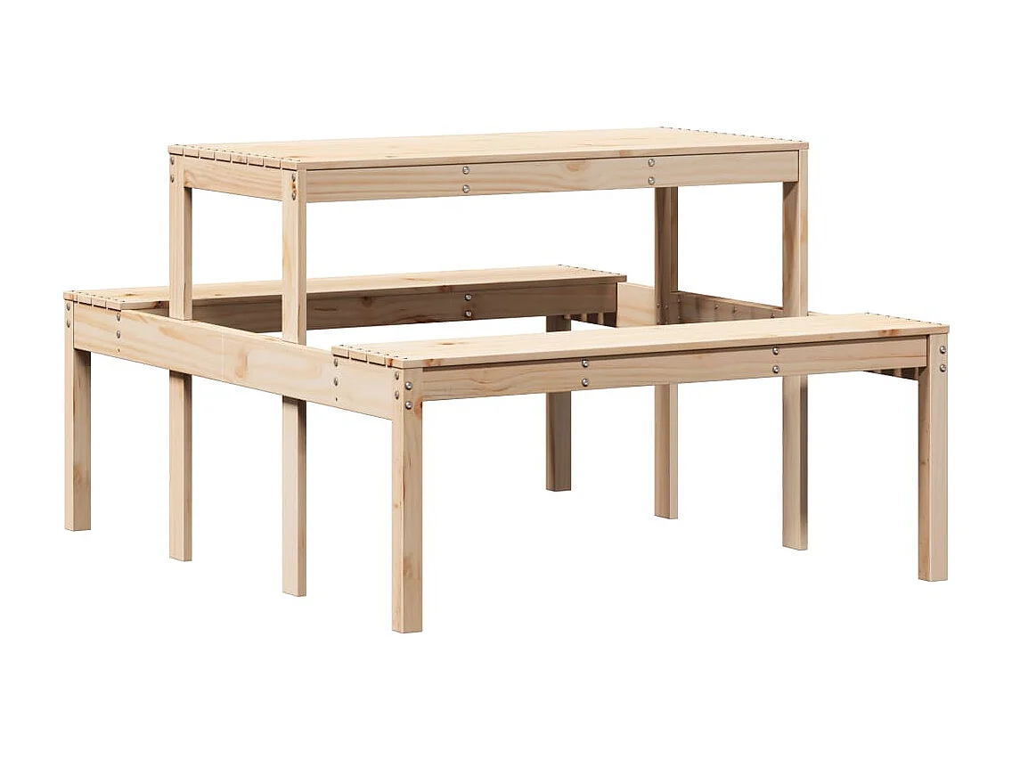 Mesa de picnic madera maciza de pino 110x134x75 cm
