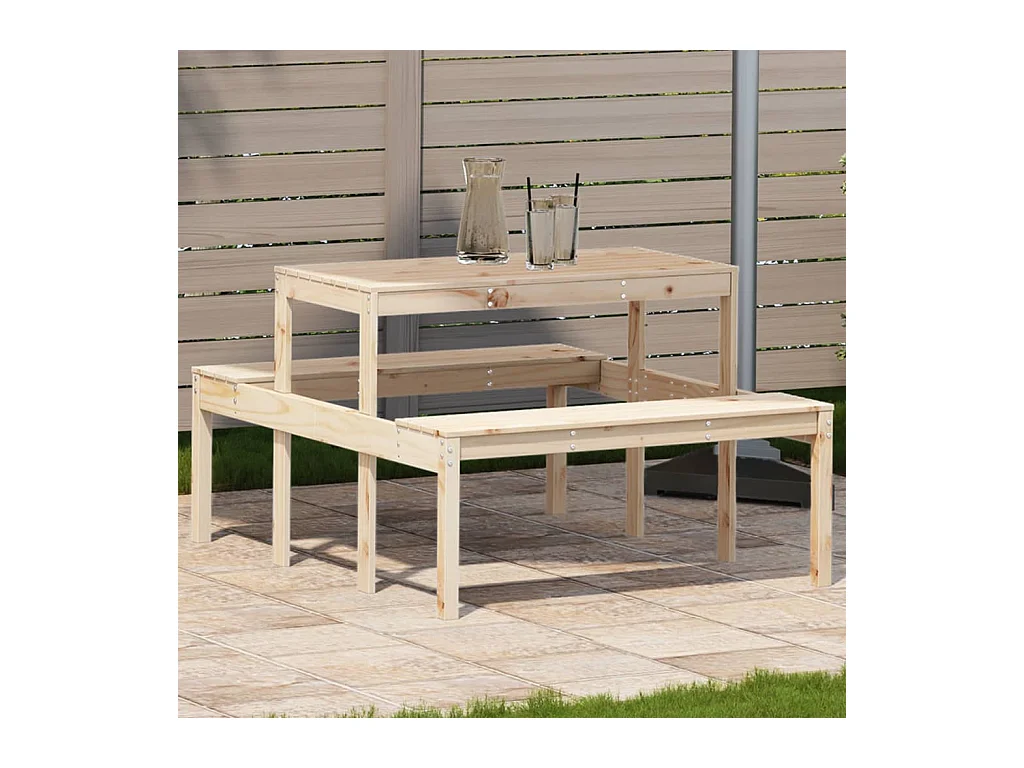 Table de pique-nique 110x134x75 cm bois massif de pin