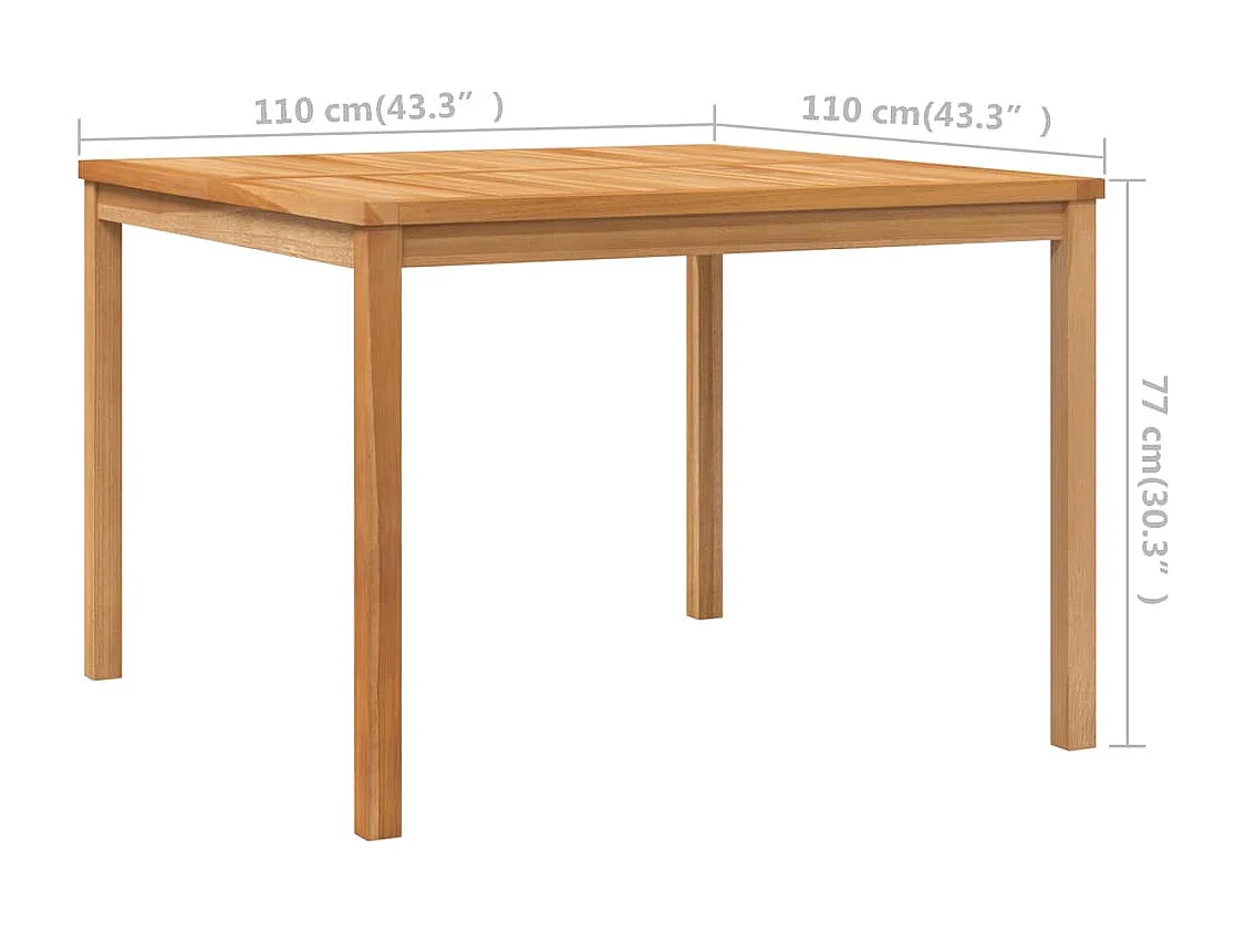 Tuintafel 110x110x77 cm massief teakhout