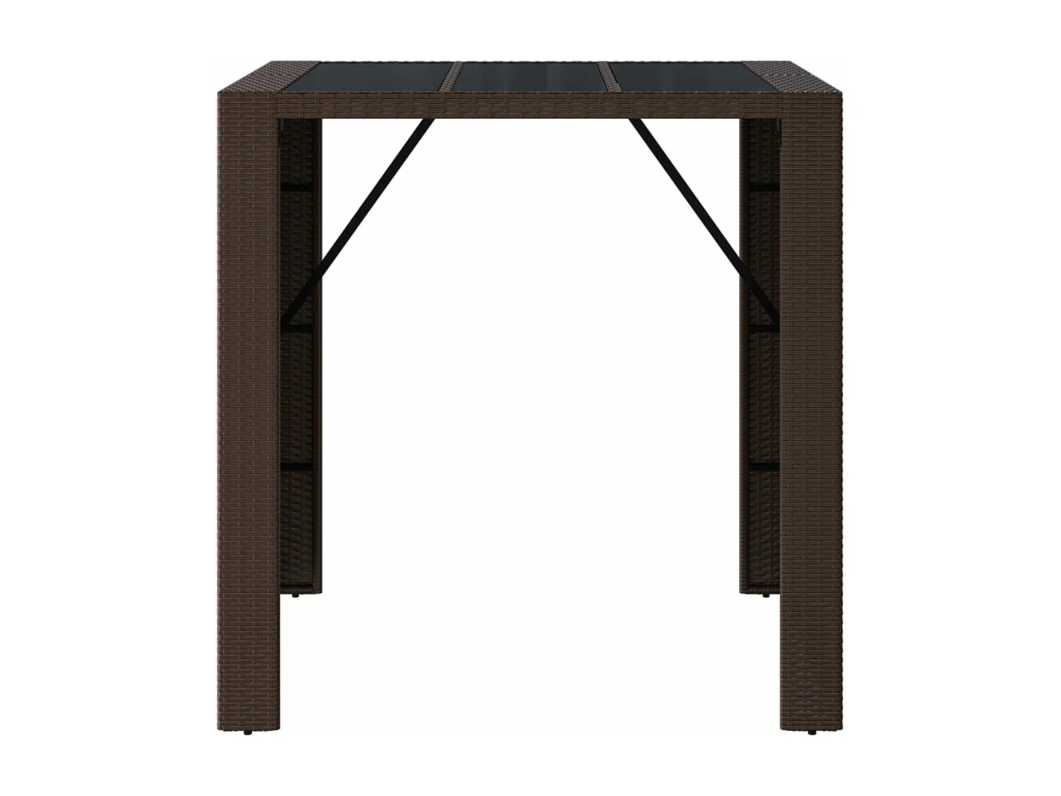 Table de bar et dessus en verre marron 105x80x110 cm poly rotin
