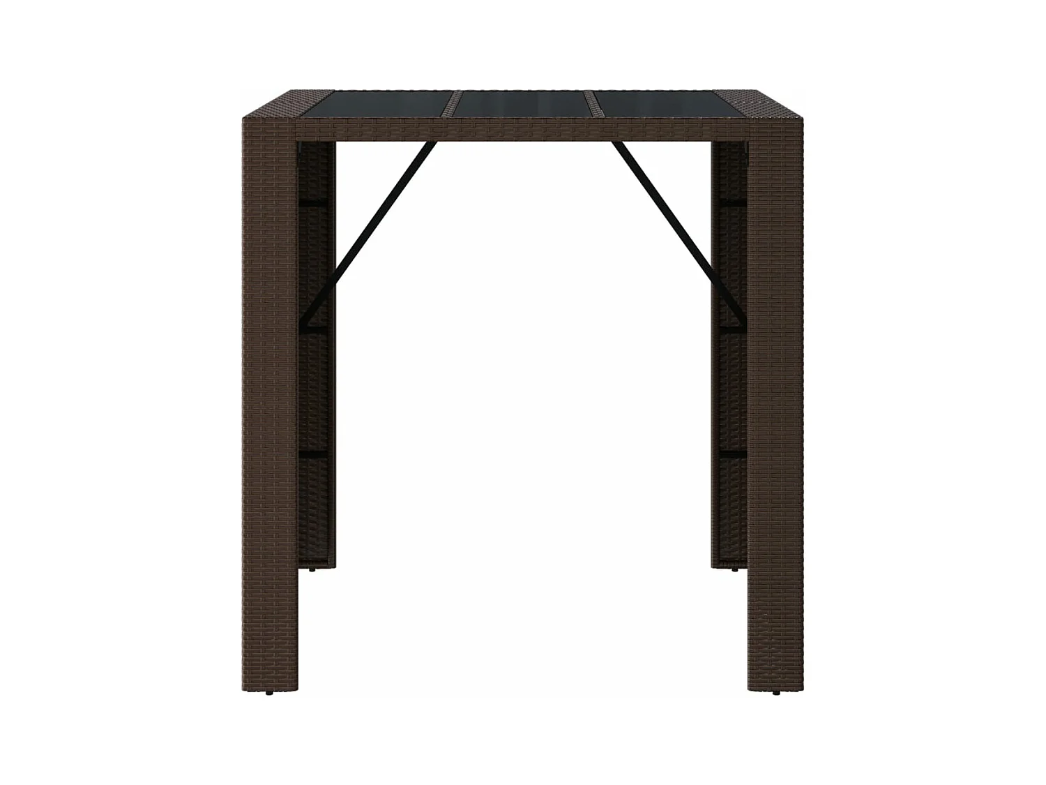 Table de bar et dessus en verre marron 105x80x110 cm poly rotin
