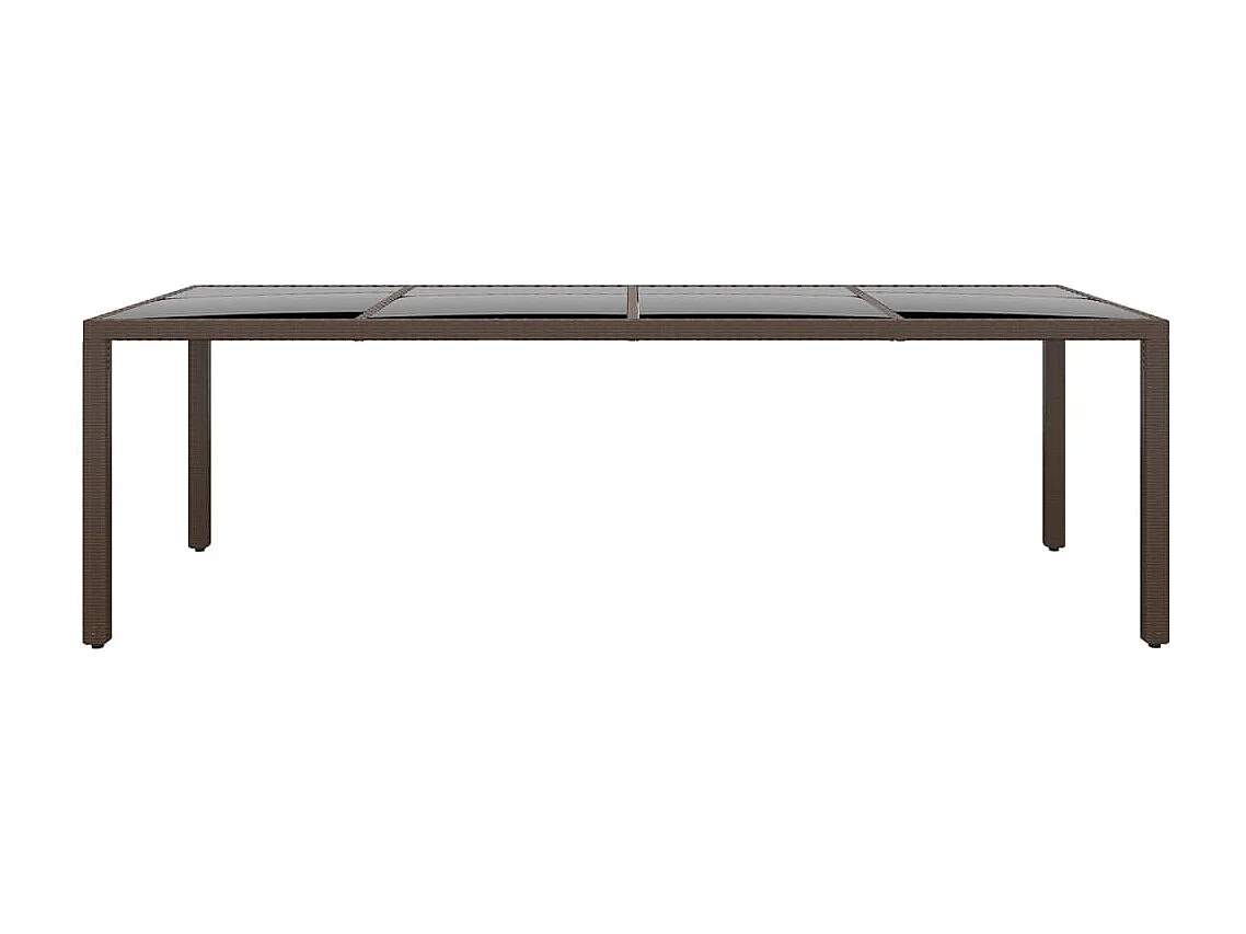 Table de jardin avec dessus en verre marron résine tressée