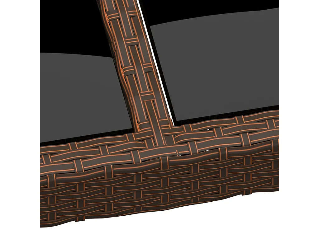 Tuintafel met glazen blad poly rattan bruin