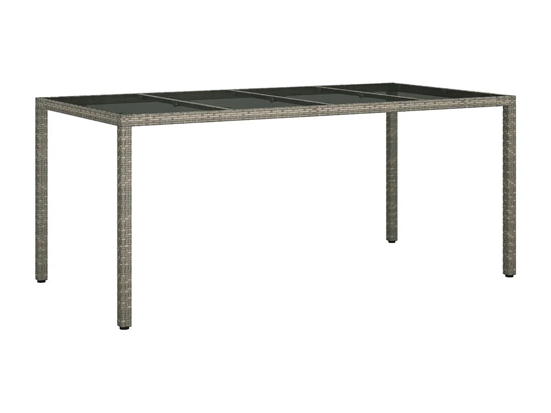 Table de jardin Gris 190x90x75 cm Verre trempé/résine tressée