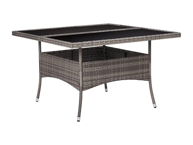 Mesa de comedor de jardín ratán sintético y vidrio gris