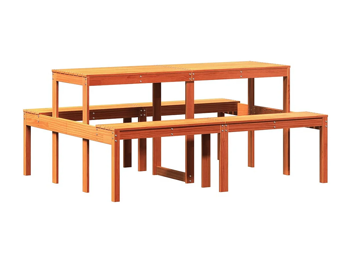 Table de pique-nique cire marron 160x134x75 cm bois massif pin