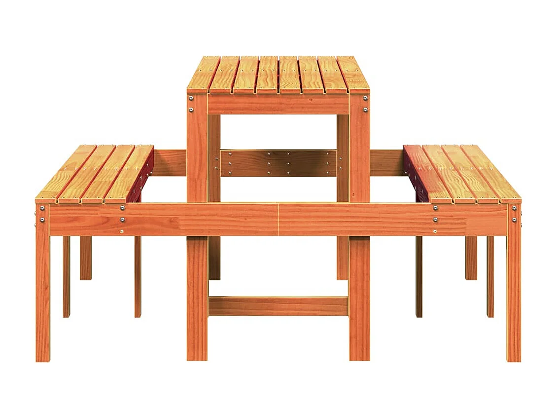 Table de pique-nique cire marron 160x134x75 cm bois massif pin