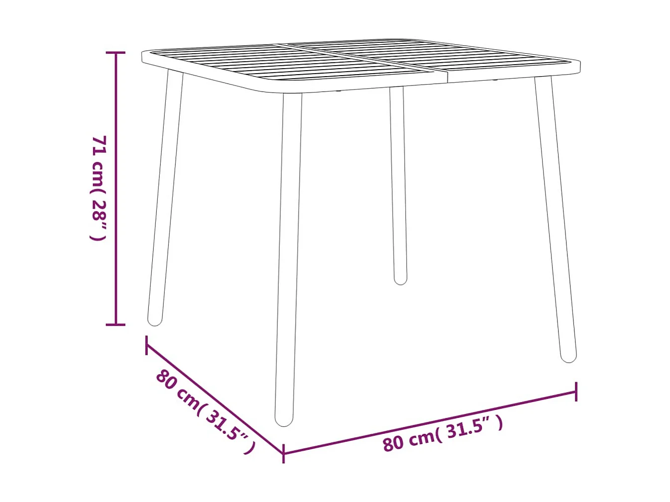 Mesa de jardín acero gris antracita 80x80x71 cm